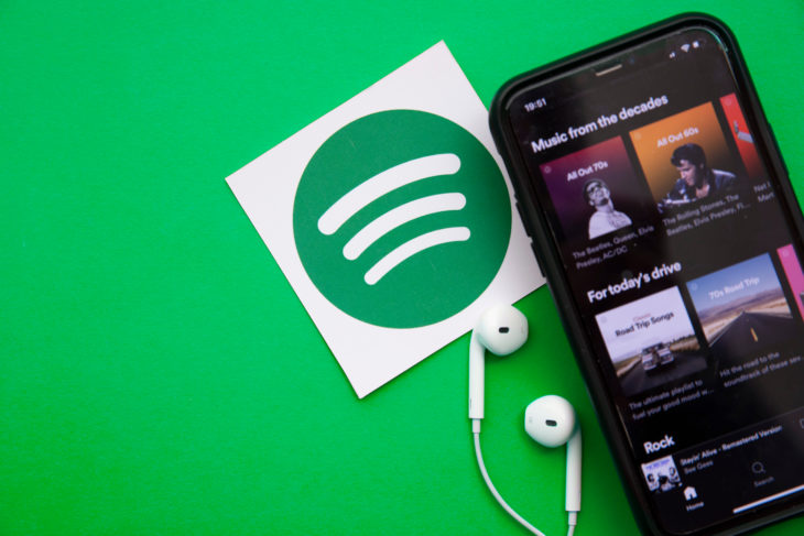 LONDON, UK - March 2021: Spotify music and audio streaming service logo